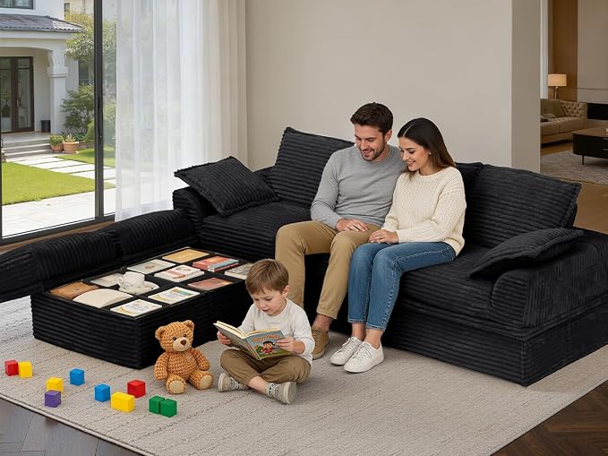Upgrade Boneless Couch with Storage, Extra Deep&High Seat Modular Sectional - Image 2