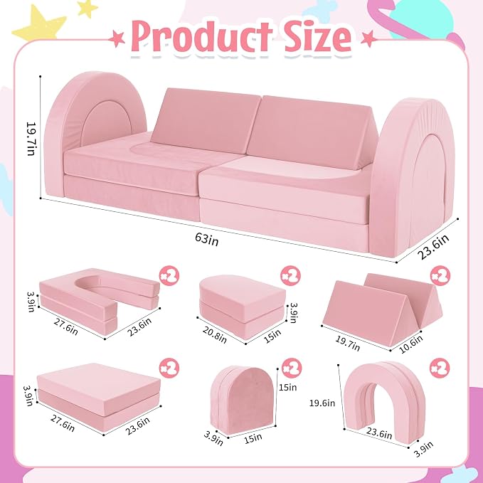Kids Modular Play Sofa Convertible Foam Play Mat, Transformable Into a Game - Image 2