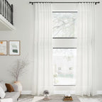 Linen Off White Curtains 132 inch Extra Long - Image 2
