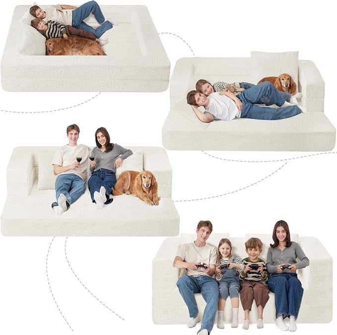 Futon Sofa Bed with Pillow, 3-in-1 Sleeper Sofa Bed with Removable Cover - Image 9