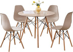 5-Piece Round Dining Table Set, Small 35.5" Kitchen Table Chairs Set of 4 Space by LECAFURHL
