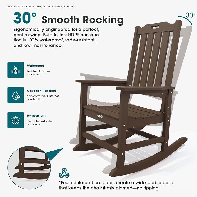 THOEOE Oversized Rocking Chair, Outdoor Rocking Chair - Image 3