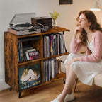 Faesun 3 Tier Flip Top Record Player Stand, Vinyl Record Storage Holds up to - Image 2