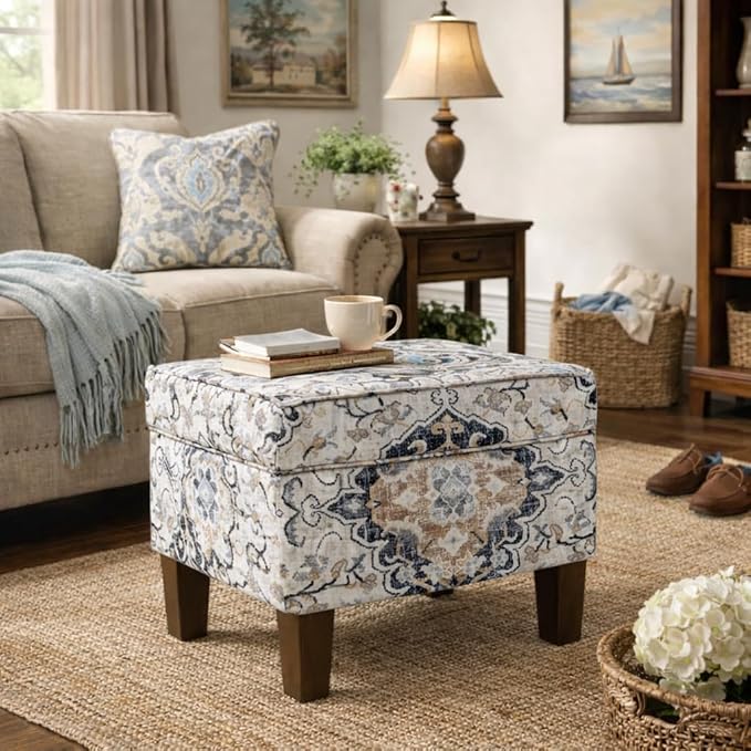 Homepop Home Decor |K7646-A862 | Upholstered Modern Rectangular Storage Ottoman - Image 4