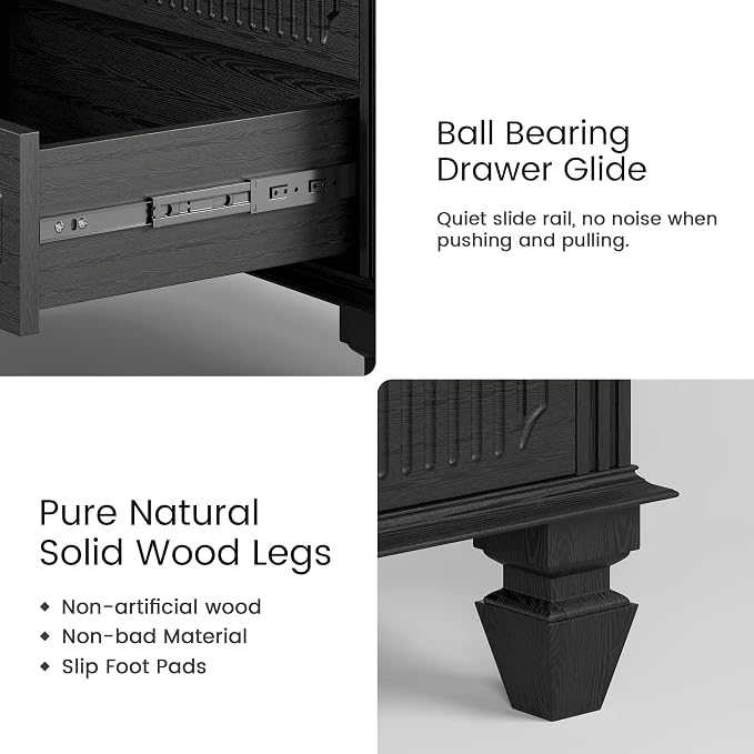 25.6'' Wide Bedside Table with 3 Drawers & Pull-out Tray, Smart Night Stand - Image 7