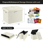 DocSafe Storage Ottoman with Lock, Fireproof＆Waterproof 17 Inches Folding - Image 2