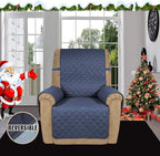 Easy-Going Reversible Couch Cover, Recliner 19 in, Dark Blue/Light Blue | - Image 2
