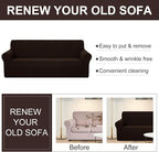 U-NICE HOME Oversized Stretch Couch Cover Slipcover, Chocolate | 3 Cushion Sofa - Image 5
