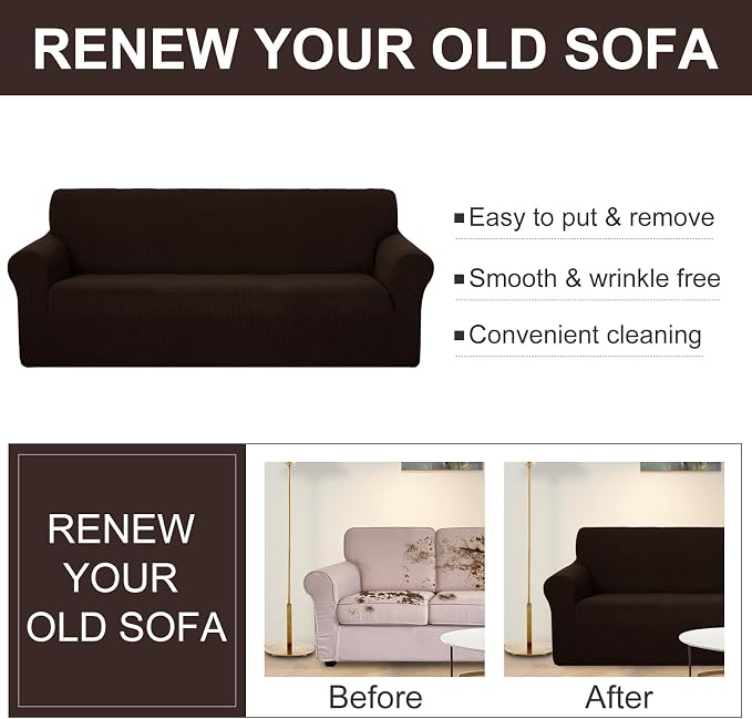 U-NICE HOME Loveseat Cover Stretch Couch Cover Sofa Slipcover, Chocolate | - Image 5