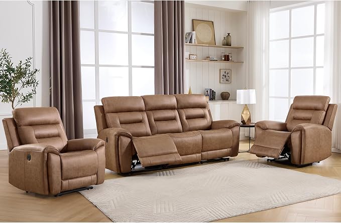 ANJ 3-Piece Faux Leather Power Recliner Sofa Set by ANJ