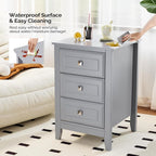 Bonnlo Gray Nightstand with 3 Drawers, Modern Night Stand - Image 6