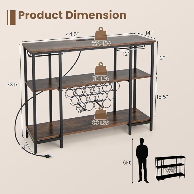 Giantex Wine Rack Freestanding Floor, Bar Cabinet - Image 7