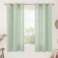 Fresh Green Linen Sheer Curtains 63 Inch Length by LAMIT