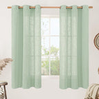 Fresh Green Linen Sheer Curtains 63 Inch Length by LAMIT