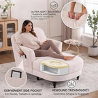 Chaise Lounge Chair Indoor, 59.8" Oversized Couch Reading Chairs，Chenille - Image 4