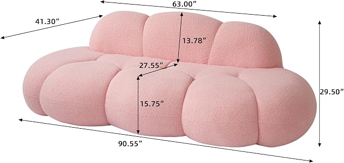 JACH 3 Seater Cloud Sofa for Living Room, Modern Sherpa Upholstered Sofa - Image 2