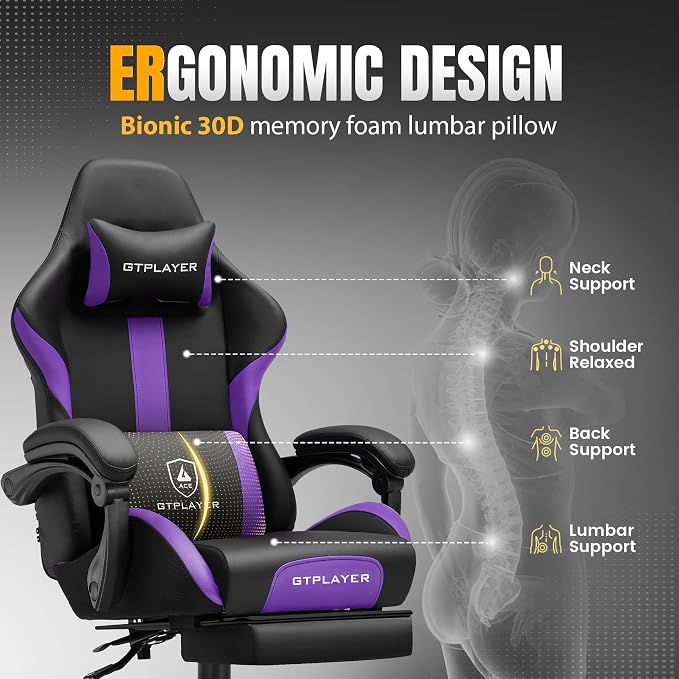 GTPLAYER Gaming Chair with Pocket Spring Cushion, Leather Office Chair with - Image 5