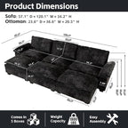mestyl Modular Sectional Sofa Comfy Cloud Couch, 3 Deep Seat Sleeper Sofa Couch - Image 2