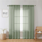 Sage Green Sheer Curtains 78 Inches Long 2 Pcs, Modern Solid Voile Light by Lecloud