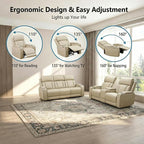 Power Recliner Sofa Set with LED Lights, Includes a Manual Loveseat and a 3 - Image 2