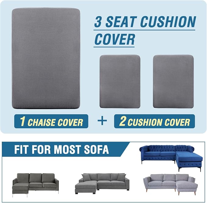 H.VERSAILTEX Sectional Couch Covers 3 Pieces Sofa Seat Cushion Covers L Shape - Image 8