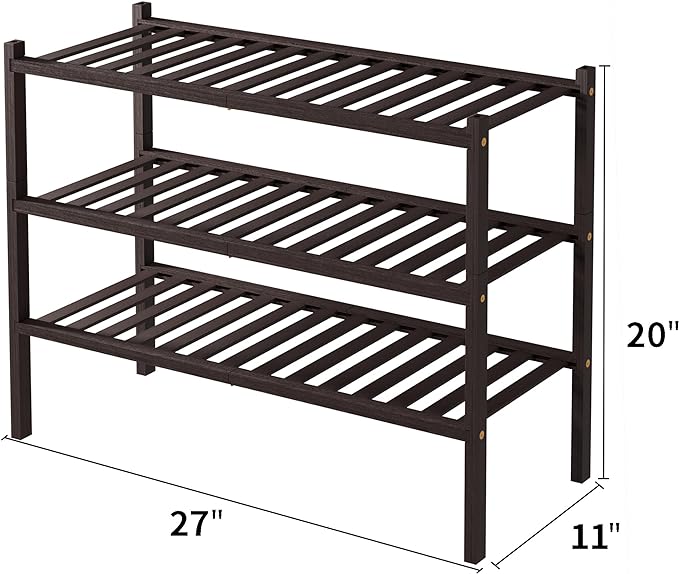 ROMGUAR CRAFT 3 Tier Bamboo Shoe Rack - Image 3