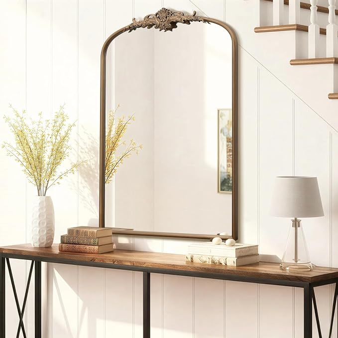 Besdomus Antique Gold Arched Mirror: 24"x36" French Large Arch Gold Vintage - Image 5