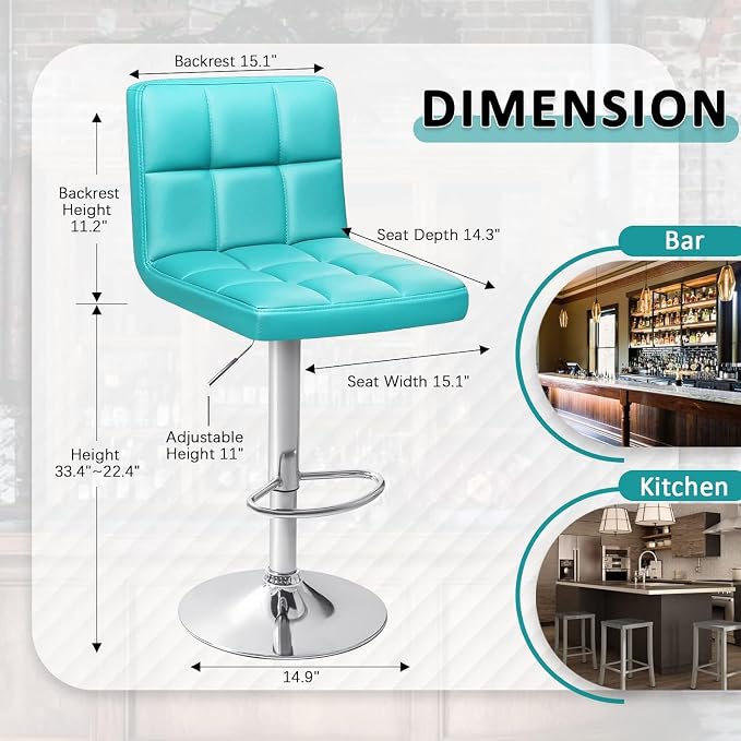 Homall Bar Stools Modern PU Leather Adjustable Swivel Barstools, Armless - Image 3