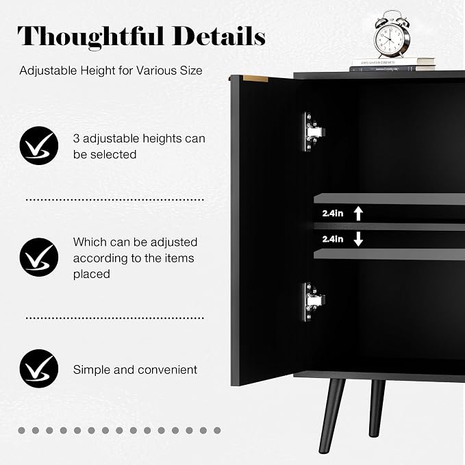 Fluted Buffet Cabinet Sideboard, Storage Cabinet, Modern Accent Cabinet Console - Image 5
