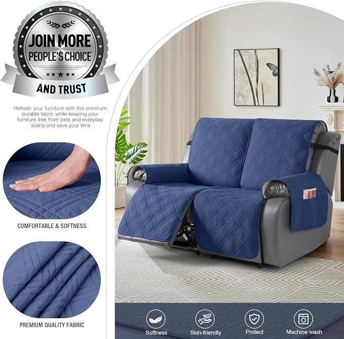TAOCOCO 100% Waterproof Loveseat Recliner Covers 2 Seater, Split Loveseat Covers - Image 3
