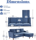Kingfun 88" L-Shape Sofa, Chenille Sectional Couch, Mid Century Modern Couches - Image 2