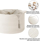 115L Extra Large Woven Cotton Rope Blanket Basket - Image 3