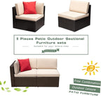 Devoko Patio Furniture Sofa Sets Outdoor All-Weather Sectional Corner Sofa and - Image 6