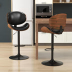 KCC Bar Stools Set of 6, Swivel Adjustable Height Barstools, PU Leather - Image 2