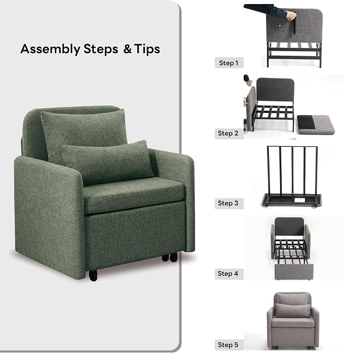 Iroomy 5-Level Adjustable Convertible Sleeper Chair Set of 2, 3-in-1 87'' Long - Image 9