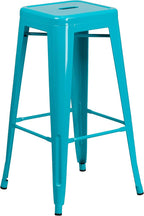 Flash Furniture Kai Commercial Grade 4 Pack 30" High Backless Crystal Teal-Blue - Image 5