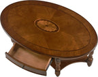 PADMA HOUSE Traditional Wood Oval Coffee Table - Image 4