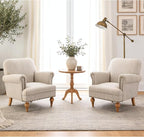 Khaki Striped Linen Fabric Accent Chair, Modern Farmhouse Upholstered Armchair - Image 5