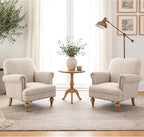 Khaki Striped Linen Fabric Accent Chairs Set of 2, Modern Farmhouse Upholstered - Image 7