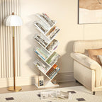 SHEEPAM 10 Tier Tree Book Shelf, Floor Standing Wood Bookshelf - Image 4