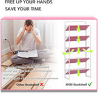 4NM No Assembly 5 Tiers Folding Bookshelf Storage Shelves Vintage Bookcase - Image 7