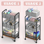 LIDTOP 2In1 Baby Diaper Caddy & 3-Tier Rolling Diaper Cart, Diaper Caddy - Image 3