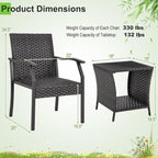 Tangkula 3 Pieces Patio Wicker Chair Set, Waterproof All Weather Resistant - Image 5