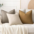 MIULEE Decorative Linen Pillow Covers 20x20 Inch Tan Taupe | Boho Farmhouse​ - Image 5