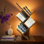 Godferyxin Bookshelf with Liting, Small Bookcase LED and Desktop Book Shelf by Godferyxin