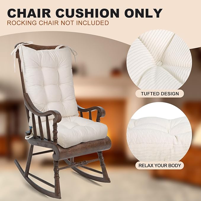 Lokex Rocking Chair Cushion Only, Tufted Non-Slip Comfortable Rocking Chair - Image 2
