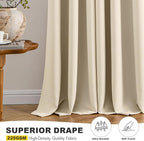 MIULEE Blackout Curtains for Bedroom 2 Panels 55 x 68 Inch Long Cream Beige | - Image 5