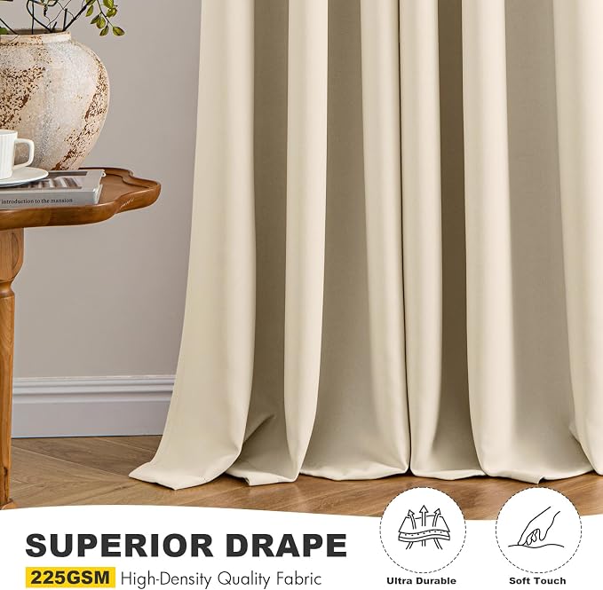 MIULEE Blackout Curtains for Bedroom 2 Panels 50 x 63 Inch Long Cream Beige | - Image 5