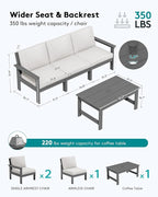 SERWALL HDPE Patio Sofa Set, 4-piece Sectional Outdoor Furniture Set, All - Image 2