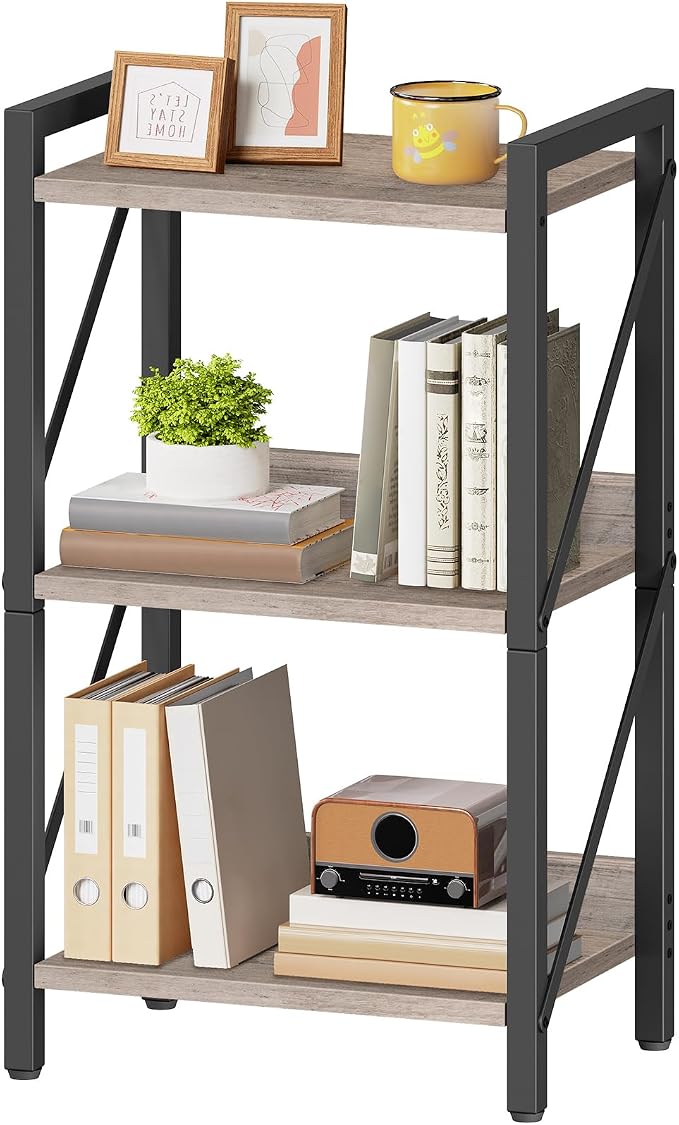 HOOBRO Bookshelf, 3-Tier Industrial Bookcase, Book Shelf Storage Organizer by HOOBRO